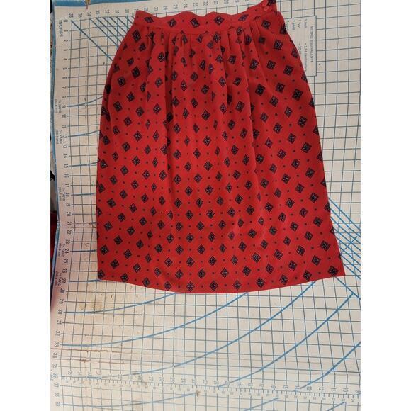 Country Sophisticate by Pendleton Vintage Red Geometric Midi Straight Skirt - Picture 5 of 10